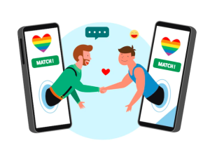 2 person shaking hand met through a dating app
